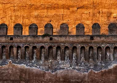 Castle Wall At Sunset