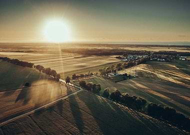 Golden sunset over the sea