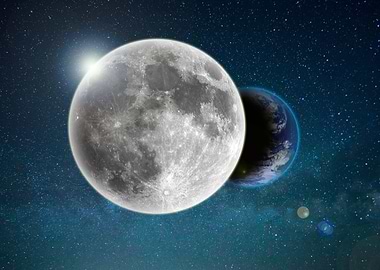 moon with earth space