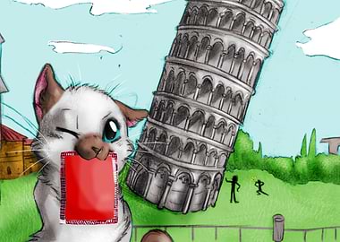 Cat and Tower of Pisa