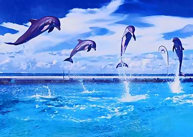 4 DOLPHIN FAMILY JUMP