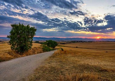 Sunset in road to santiago