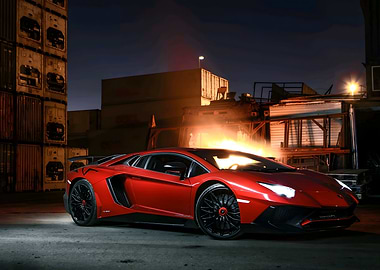 lamborghini aventador fire