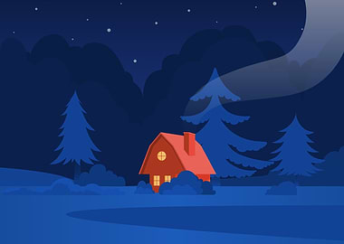 House under the night sky