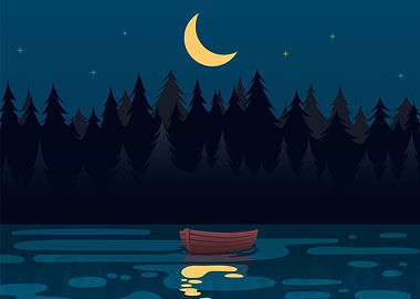 At night on the river