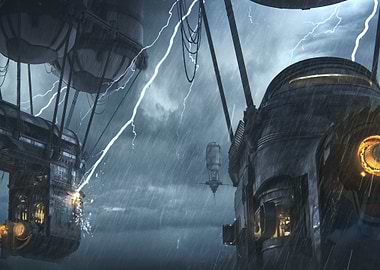 Flying boats in storm