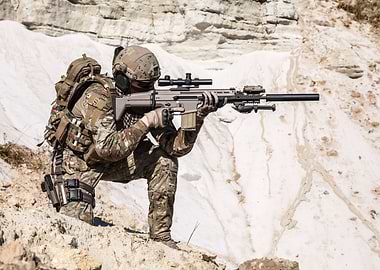 Soldier in the mountains