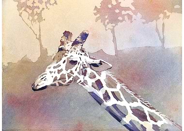 Giraffe watercolor artwork