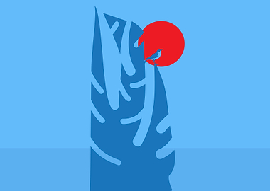 Bird Perched Cliff Sunrise