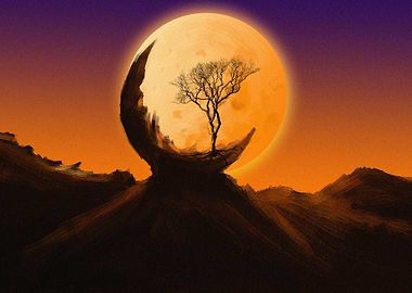 Moonlight and Tree Nature