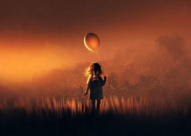 little girl with gas mask