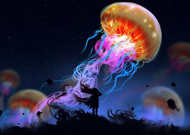 Jellyfish in sea of heaven