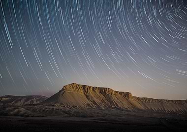 mountains under star
