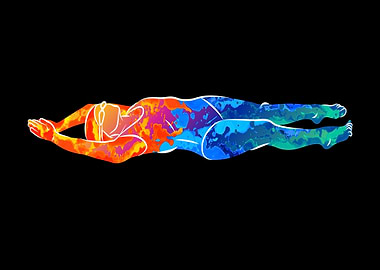 Young woman is swimming