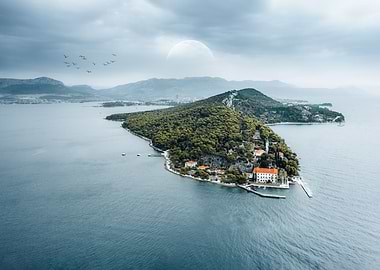 Aerial view over Island
