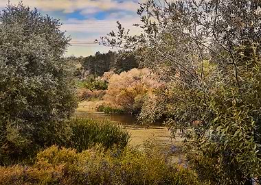 Vintage autumn river scape