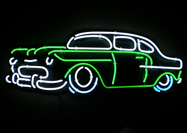 Neon Clasic Car