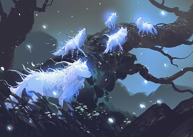 Glowing wolves