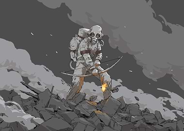 Woman in a biohazard