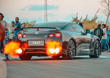 Nissan GTR backfire