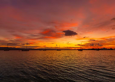 Holiday sunset in Greece