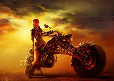 Girl on a Chopper Motorcyc