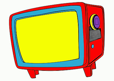 TV set drawing angled old