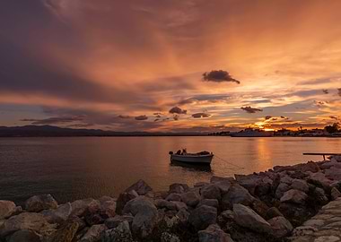 Sunset in Greek island