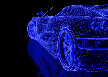 blue Car Three Dimensional