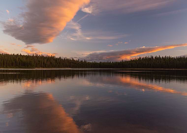 Sunset reflections on lake