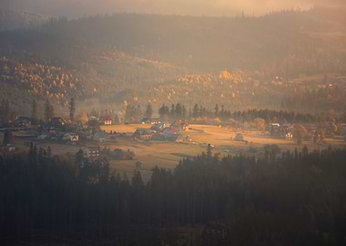 Autumn sunrise in mountain
