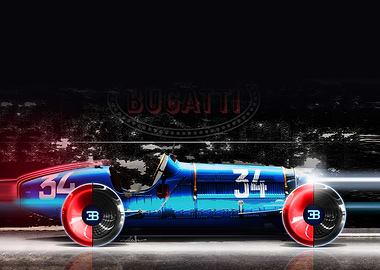 Retro futuristic Bugatti