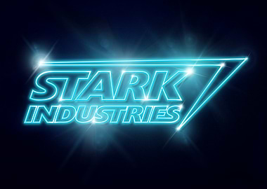 Stark Industries blue neon