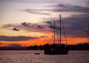 Holiday sunset in Greece