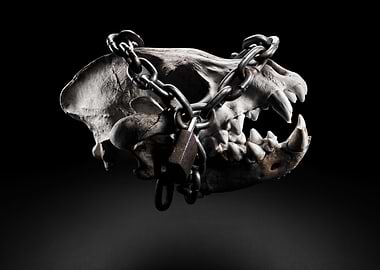 Hyena skull chained