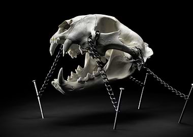 Leopard skull captive