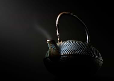 Metal kettle low view