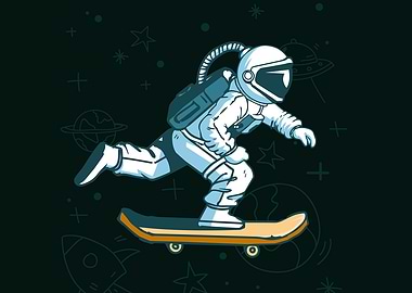ASTRONAUT ON SKATEBOARD