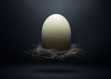 Ostrich egg and nest art