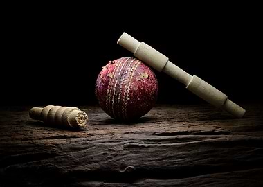 Cricket ball and bails