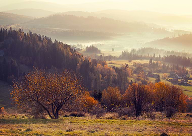 Autumn mountain sunrise