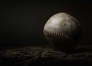 Baseball ball used closeup