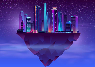 Night neon megapolis