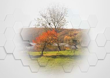 Abstract mountain lake