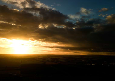 Sunset over rural fields