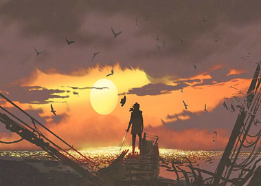 The pirate with a sword