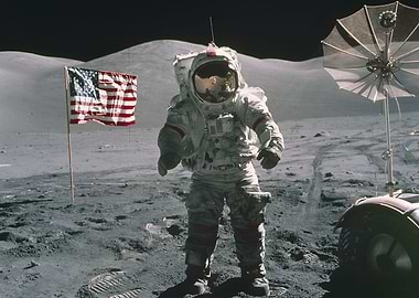 Astronaut with a flag