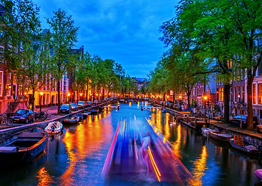 Amsterdam Canal At Dusk
