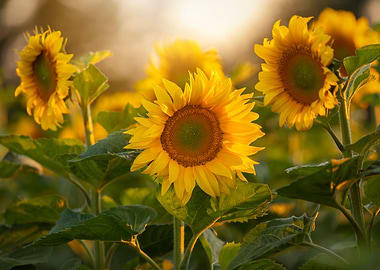 Sunflower field, macro