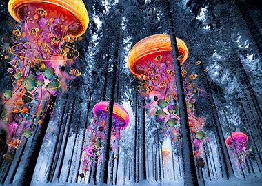 Jellyfish in Winter Forest
